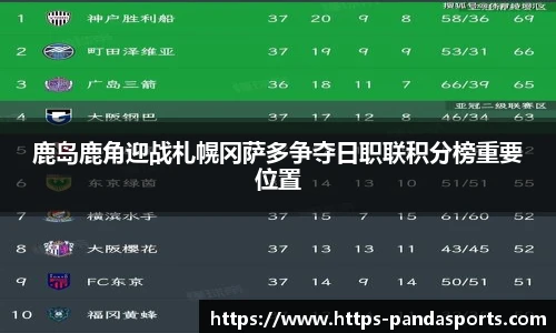 鹿岛鹿角迎战札幌冈萨多争夺日职联积分榜重要位置